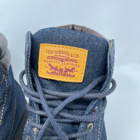 Levi Strauss Denim/Leather/Suede Lace Boots Shoes Men's Size 13 Blue/Black/Brown - Picture 3 of 15
